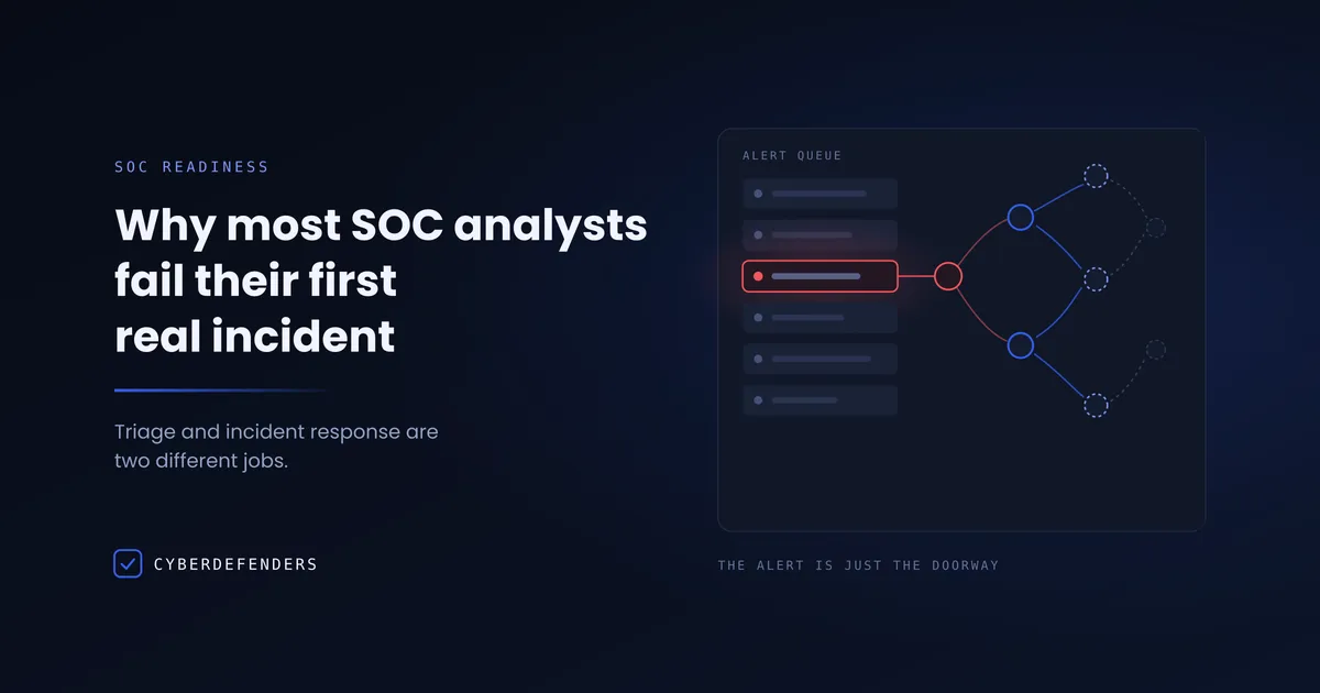 SOC analyst under pressure during a first real incident response investigation