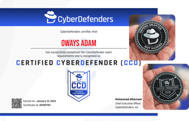 CyberDefenders Certified Blue Team Training & Certification and Coins